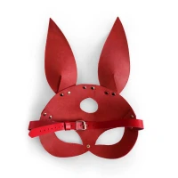 Шкіряна маска Зайчика Art of Sex - Bunny mask, колір Червоний — Переглянути зображення 4