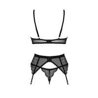 Комплект Obsessive Chemeris 3-pcs set XS/S, стрінги, пояс для панчіх, бюстгальтер — Переглянути зображення 4