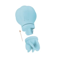 Вібратор Adrien Lastic Caress Blue з насадками для стимуляції ерогенних зон, які обертаються. — Переглянути зображення 4