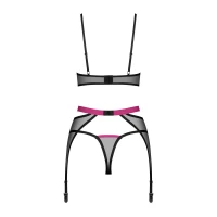 Комплект Obsessive Novenes 3-pcs set, XL/2XL, прозрачный лиф на косточках, стринги, пояс — Просмотреть изображение 5