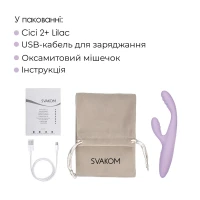 Тонкий кролик-вібратор Svakom Cici+ 2 Lilac, керування зі смартфона, підігрів до 38 °C — Переглянути зображення 10