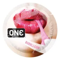 Ароматизований презерватив ONE FlavorWaves Bubblegum, 1 шт, фіолетовий, запах жувальної гумки — Переглянути зображення 1