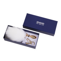 Металева анальна пробка — кролячий хвіст LOCKINK SEVANDA White Bunny-Tail Anal Pear-shape Plug — Переглянути зображення 7