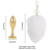 Металева анальна пробка — кролячий хвіст LOCKINK SEVANDA White Bunny-Tail Anal Pear-shape Plug — Переглянути зображення 6
