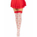 Панчохи Leg Avenue Polka Dot Mushroom Thigh Highs, One Size, біло-червоні, на резинці, малюнок — гриби