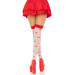 Панчохи Leg Avenue Polka Dot Mushroom Thigh Highs, One Size, біло-червоні, на резинці, малюнок — гриби
