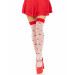 Панчохи Leg Avenue Polka Dot Mushroom Thigh Highs, One Size, біло-червоні, на резинці, малюнок — гриби