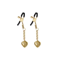 Затискачі для сосків з підвіскою Liebe Seele Solid Heart Nipple Clamps Gold — Просмотреть изображение 1