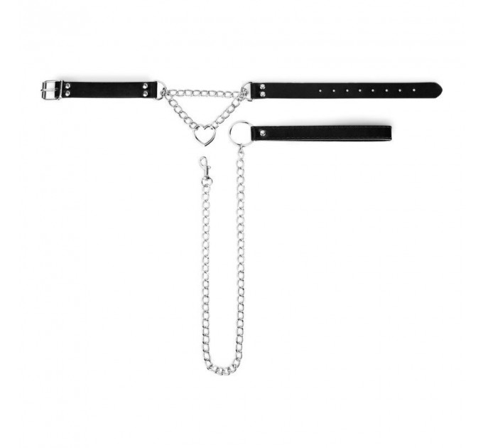 Нашийник з повідцем Bedroom Fantasies: Collar with Chain - Silver