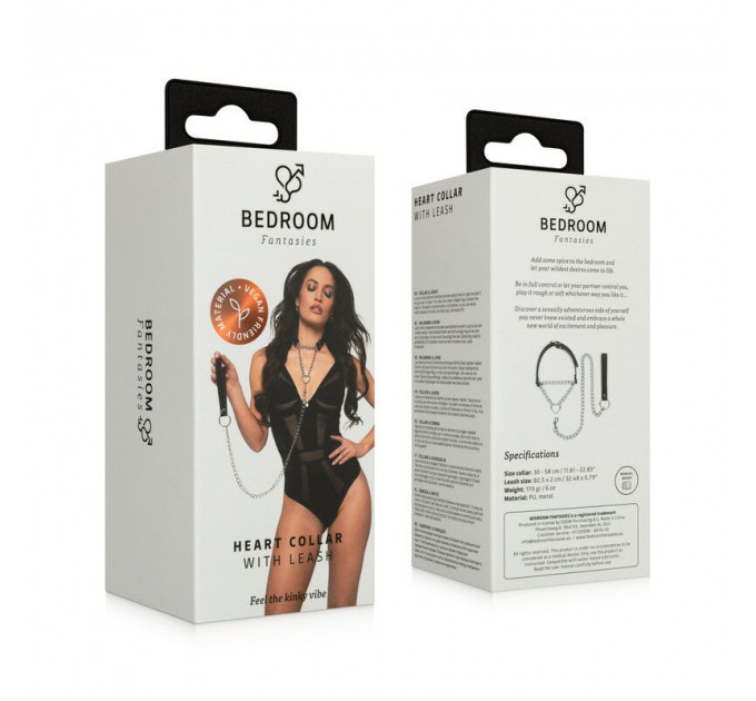 Нашийник з повідцем Bedroom Fantasies: Collar with Chain - Silver