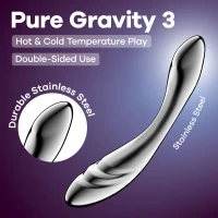 Металевий дилдо Satisfyer Pure Gravity 3, двосторонній, можна нагрівати й охолоджувати, дуже важкий — Просмотреть изображение 6