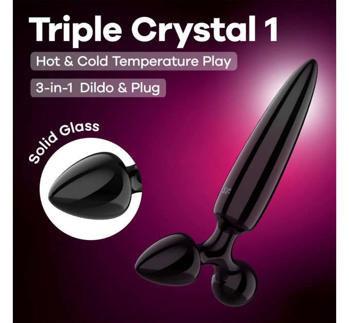Тристоронній скляний дилдо Satisfyer Triple Crystal 1 Black