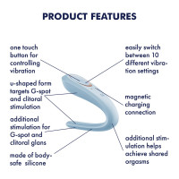 Вібратор для пар Satisfyer Double Classic Light Blue з одним моторчиком — Просмотреть изображение 6