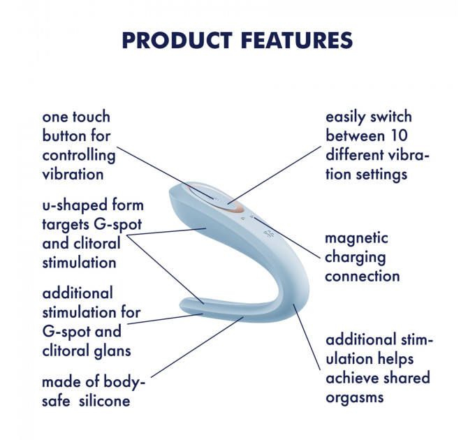 Вібратор для пар Satisfyer Double Classic Light Blue з одним моторчиком