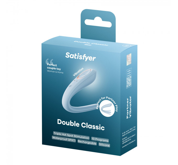 Вібратор для пар Satisfyer Double Classic Light Blue з одним моторчиком
