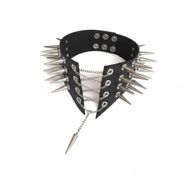 Чокер-комір з шипами Art of Sex - Ariadne, екошкіра, колір червоний, L-2XL
