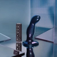 Дилдо з вібрацією Strap-On-Me FINGERING &amp; VIBRATING DILDO - M - BLUE, з манливим рухом — Переглянути зображення 4