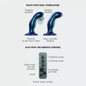 Дилдо з вібрацією Strap-On-Me FINGERING & VIBRATING DILDO - M - BLUE, з манливим рухом