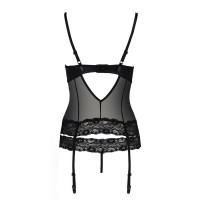 Корсет с открытой грудью Passion Exclusive NORTH CORSET L/XL, black, пажи, трусики, шнуровка