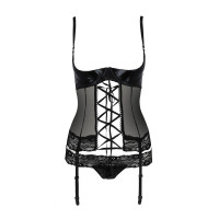 Корсет с открытой грудью Passion Exclusive NORTH CORSET L/XL, black, пажи, трусики, шнуровка