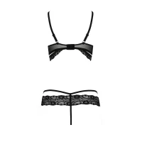 Комплект білизни Passion Exclusive SARIA SET OpenBra XXL/XXXL black, стрепи, відкритий ліф, стрінги — Переглянути зображення 6