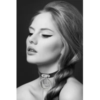 Чокер з двома кільцями Bijoux Pour Toi - TWO RINGS, екошкіра — Переглянути зображення 1