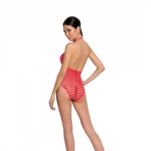 Бодістокінг у велику сітку Passion BS087 red, відкрита спина, халтер, з доступом
