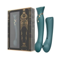 Смартвібратор 3в1 Zalo — Queen Set Jewel Green, пульсівна перлина та вакуум, кристал Swarovski — Переглянути зображення 10