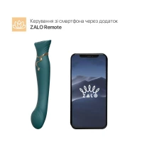 Смартвібратор 3в1 Zalo — Queen Set Jewel Green, пульсівна перлина та вакуум, кристал Swarovski — Переглянути зображення 2