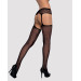 Сітчасті панчохи-стокінги з квітковим малюнком Obsessive Garter stockings S207 S/M/L,чорні