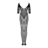 Сітчастий бодістокінг з імітацією підв’язок Obsessive Bodystocking G329 XL/XXL, black, з доступом — Переглянути зображення 6