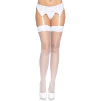 Панчохи-сітка для кріплення на пояс Leg Avenue Nylon Fishnet Thigh Highs One size, White — Переглянути зображення 3