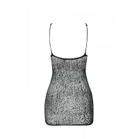 Ажурна мінісукня на тонких бретелях Passion BS096 One Size, white, плетіння на грудях — Переглянути зображення 4