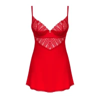 Пеньюар Obsessive Ingridia chemise &amp; thong XS/S, червоний, сорочка, стрінги — Просмотреть изображение 4