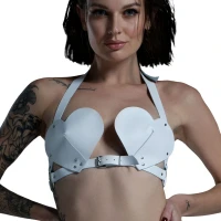 Ліф Серце з натуральної шкіри Feral Feelings - Hearts Bra White — Переглянути зображення 1