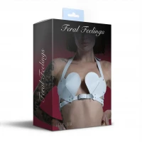 Ліф Серце з натуральної шкіри Feral Feelings - Hearts Bra White — Переглянути зображення 3