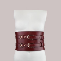 Шкіряний пояс для бондажу Liebe Seele Wine Red Waist Cuff, L Size — Переглянути зображення 7