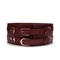 Шкіряний пояс для бондажу Liebe Seele Wine Red Waist Cuff, L Size — Переглянути зображення 1