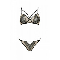 Комплект Passion LORINA SET, S/M, beige, бюстгальтер и трусики