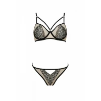 Комплект Passion LORINA SET, S/M, beige, бюстгальтер та трусики — Переглянути зображення 4