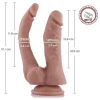 Подвійний фалоімітатор для секс-машин Hismith Double Penetrator L, 9.8″, KlicLok та присоска — Переглянути зображення 2