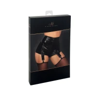 Шортики Noir Handmade F325 Glam, S, black, вініл, висока талія, кріплення для панчіх, з доступом — Переглянути зображення 8
