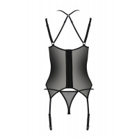 Корсет Passion DROSERA CORSET black, XXL/XXXL, с креплениями для чулок, трусики в комплекте