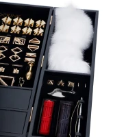 БДСМ-набір LOCKINK All-in-1 BDSM Play Kit, чорний, шкіра з тисненням, предмети для бондажу, шибарі, ваксплею — Переглянути зображення 5