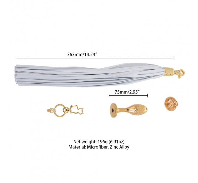 Металева анальна пробка Хвіст поні LOCKINK SEVANDA White Pony-Tail Anal Pear-shape Plug