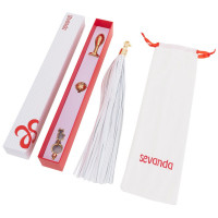 Анальна пробка з флогером LOCKINK SEVANDA White Pony-Tail Anal Pear-shape Plug — Переглянути зображення 7