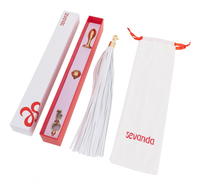 Металева анальна пробка Хвіст поні LOCKINK SEVANDA White Pony-Tail Anal Pear-shape Plug