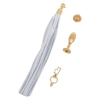 Анальна пробка з флогером LOCKINK SEVANDA White Pony-Tail Anal Pear-shape Plug — Переглянути зображення 5