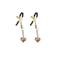 Затискачі для сосків з підвіскою Liebe Seele Nipple Clamps Gold Heart-shaped Flowers on Blue — Переглянути зображення 1