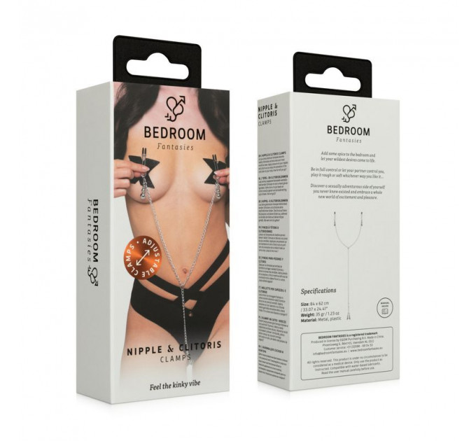 Затискачі для сосків та клітора Bedroom Fantasies: Nipple and Clitoris Clamps - Silver